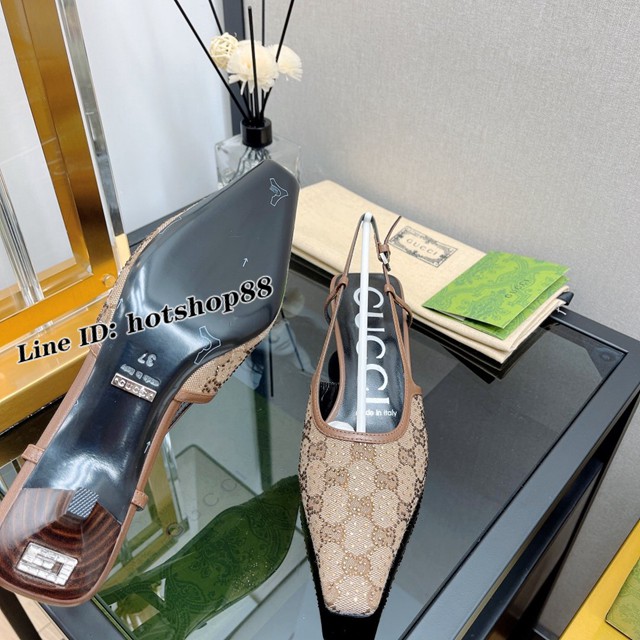 gucci蕾絲水晶高跟女士涼鞋 古馳22春夏季燙鑽網紗後空涼鞋 《Aria-時尚詠歎調》系列 dx2263